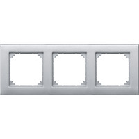 Merten Rahmen dreifach für waagerechte und senkrechte Montage aus Thermoplast, matt aluminium, Retail