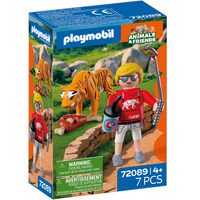 PLAYMOBIL 72089 Animals & Friends Zoo: Tiger und Besucher, Konstruktionsspielzeug 