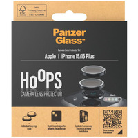 PanzerGlass Hoops Kameraschutz, Schutzfolie schwarz, iPhone 15 Plus / 15
