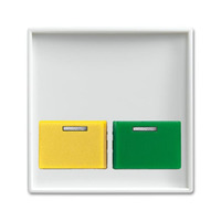 Busch-Jaeger Zentralscheibe als Abdeckung für Abstelltaster mit gelber und grüner Abstelltaste weiß, Retail