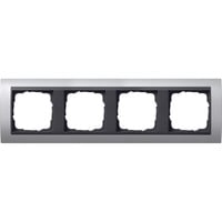 Gira Abdeckrahmen vierfach mit Zwischenrahmen, Abdeckung aluminium, Retail