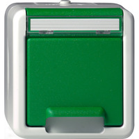 Gira Schutzkontaktsteckdose mit Klappdeckel und Beschriftungsfeld grün, Retail