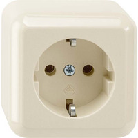 Merten Schutzkontakt-Steckdose Aufputz mit Schraubbefestigung und Steckklemmen Typ F weiß, Retail