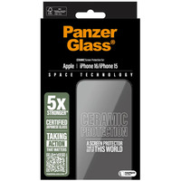 PanzerGlass Ceramic Displayschutz Ultra-Wide Fit, Schutzfolie transparent, iPhone 16 / 15, EasyAligner