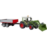 bruder 02182 Fendt Vario 211 mit Frontlader und Bordwandanhänger, Modellfahrzeug 