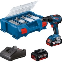 Bosch Akku-Bohrschrauber GSR 18V-55 Professional, 18Volt blau/schwarz, 2x Li-Ion Akku 4,0Ah, L-Case Pick & Click, 82-teiliges Zubehör-Set