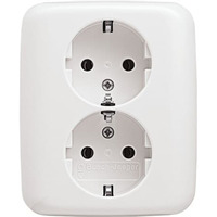 Busch-Jaeger Schutzkontakt-Doppelsteckdose CEE 7/3 (Typ F) weiß, Retail