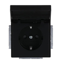 Busch-Jaeger Schutzkontakt-Steckdosen-Einsatz Schuko Typ F mit erhöhtem Berührungsschutz, Unterputz schwarz (matt), Retail