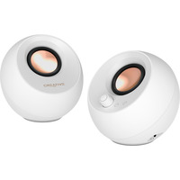 Creative Pebble Pro, PC-Lautsprecher weiß, Klinke, USB-A/C, Bluetooth, Digitalverstärker, RGB-Beleuchtung
