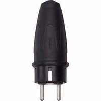 Merten Gummi-Schutzkontakt-Stecker mit deutschem und französisch/belgischem Schutzkontakt schwarz, Retail