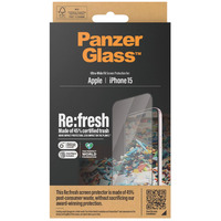 PanzerGlass Re:fresh Displayschutz, Schutzfolie transparent/schwarz, iPhone 15, Ultra-Wide Fit, EasyAligner