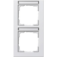 Gira Abdeckrahmen zweifach mit Beschriftungsfeld glänzend, Abdeckung weiß, Retail