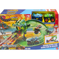 Hot Wheels Monster Trucks Sharks vs. Dinos Drachenzerstörungs-Spielset, Rennbahn 