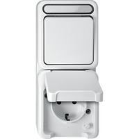 Merten Steckdosenkombination mit Schutzkontaktsteckdose 16 Ampere und Wechselschalter 10 Ampere weiß (matt), Retail