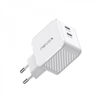 Nevox 45W DUAL USB-C (PD) QC3.0 Ladegerät GaN weiß, PD 3.0, QC 3.0