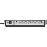 Brennenstuhl Premium-Line Steckdosenleiste 6-fach, 19" Format schwarz/hellgrau, 3 Meter, 60.000A Überspannungsschutz
