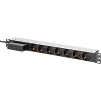 Digitus Steckdosenleiste 19" PDU mit Aluminiumprofil, 7-fach schwarz/aluminium, 1,80 Meter Kabel, 1 HE, mit Leitungsschutzschalter