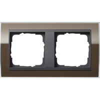 Gira Abdeckrahmen zwei Fach mit Zwischenrahmen und Montagerahmen, Abdeckung braun, Retail