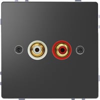 Merten Steckdose für Audio Anschluss mit zwei Chinch-Steckbuchsen anthrazit, Retail