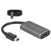 DeLOCK Aktiver Adapter, mini DisplayPort Stecker > HDMI 8K Buchse schwarz/grau, 20cm, mit HDR Funktion