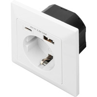 Digitus Sicherheits-Steckdose Unterputz, mit 1x USB-A und 1x USB-C weiß
