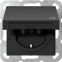 Gira Schutzkontaktsteckdose Typ F 16 Ampere 250 Volt mit Klappdeckel, System 55 schwarz (matt), Retail