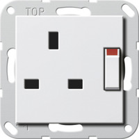 Gira Steckdose British Standard 13 Ampere 250 Volt geschaltet mit Shutter weiß, Retail