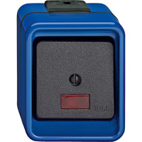 Merten Wipptaster Schließer einpolig mit Meldekontakt, beleuchtbar, Aufputzmontage blau, Retail