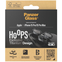 PanzerGlass Hoops Titanium Kameraschutz, Schutzfolie schwarz, iPhone 15 Pro / 15 Max