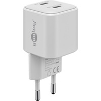 goobay USB-C Dual-Schnellladegerät Nano, PD, GaN, 35 Watt weiß, 2x USB-C, Power Delivery 3.0