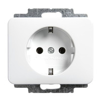 Busch-Jaeger Steckdosen-Einsatz Schutzkontakt mit Steckanschluss 2-polig alpha Studioweiss hochglanz weiß (glänzend), Retail