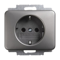 Busch-Jaeger Steckdosen-Einsatz Schutzkontakt mit Steckanschluss 2-polig alpha platin 20 EUC-20 platin, Retail