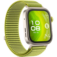 Huawei Watch Fit 4 Pro (Seiya-B29W), Smartwatch titan, grünes Nylonarmband