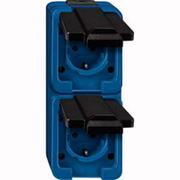 Merten Schutzkontakt-Steckdose 2-fach senkrecht schlagfest Unterputz mit Durchschleiffunktion weiß (glänzend), Retail