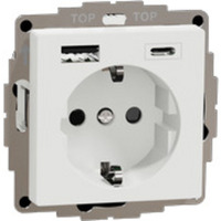 Merten Schutzkontakt Steckdose mit USB Ladegerät, Unterputz, 16 Ampere, 250 Volt, Typ F weiß (glänzend), Retail