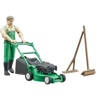 bruder 62103 bworld Gärtner mit Rasenmäher, Spielfigur 