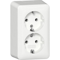 Gira Doppel Schutzkontakt Steckdose mit Montageplatte Aufputz weiß, Retail