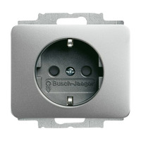Busch-Jaeger Steckdosen-Einsatz mit erhöhtem Berührungsschutz, Schutzkontakt, 16 Ampere, 250 Volt titan, Retail