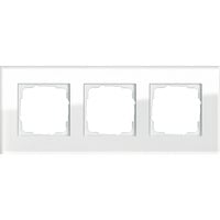 Gira Abdeckrahmen dreifach aus Glas, glänzende Oberfläche, Unterputzmontage, Klemmbefestigung weiß (glänzend), Retail