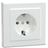 Merten Schutzkontaktsteckdose mit Schraubklemme und erhöhtem Berührungsschutz weiß (glänzend), Retail
