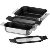 Siemens Pro Induction Flex Pfannen-Set HZ9FF030, 3-teilig edelstahl/schwarz, 1x medium, 2x klein mit Glasdeckel