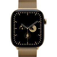 Apple Watch Series 12, Smartwatch Titan Gold, 46 mm, Milanaise Armband Brillantgold, S/M, Cellular