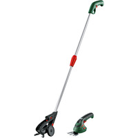 Bosch Heimwerken & Garten ISIO III + Fahrstiel, Grasschere grün/schwarz, Li-Ionen Akku 1,5Ah 3,6Volt