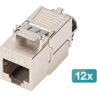 Digitus Keystone-Modul Cat. 8.1, geschirmt, 12 Stück silber, werkzeugfreier Montageanschluss