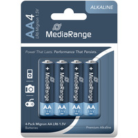 MediaRange Premium Alkaline Batterien, Mignon AA|LR6|1.5V, 4er 4 Stück, AA