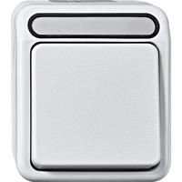 Merten Taster Schließer einpolig mit Wippe, Aufputz, Schutzart IP44, 250 Volt, 10 Ampere weiß, Retail