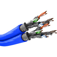 goobay Duplex-Netzwerkkabel Cat.7a S/FTP (PiMF) Dca blau, 50 Meter, doppelt geschirmt
