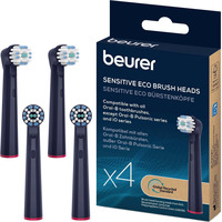 Beurer TB Bürstenköpfe Sensitive Eco Green Planet, Aufsteckbürste dunkelblau, 4er Pack