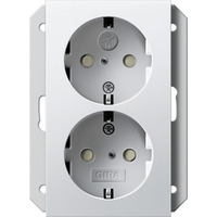 Gira Doppeldose Schutzkontakt Steckdose zweifach weiß, Retail