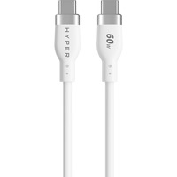 Hyper USB Silikon Ladekabel, USB-C Stecker > USB-C Stecker weiß, 1,5 Meter, PD 3.0, Laden mit bis zu 60 Watt
